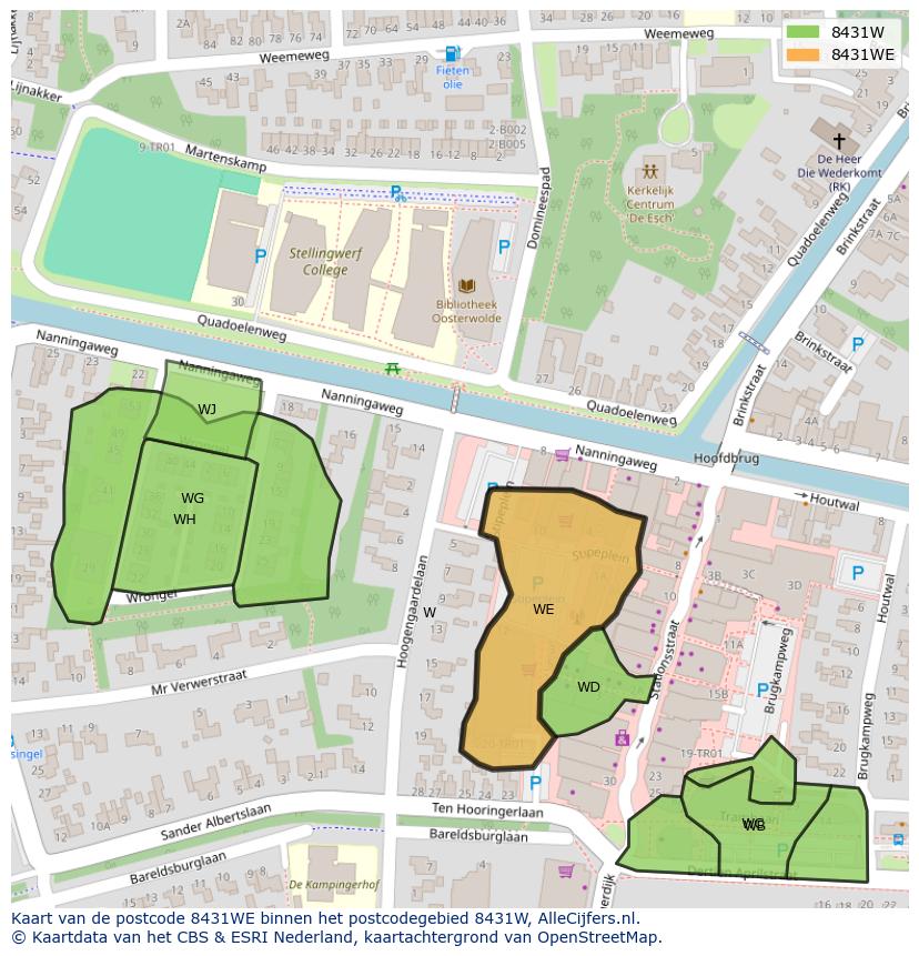 Afbeelding van het postcodegebied 8431 WE op de kaart.