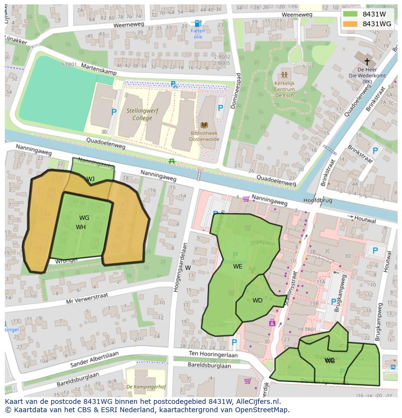 Afbeelding van het postcodegebied 8431 WG op de kaart.