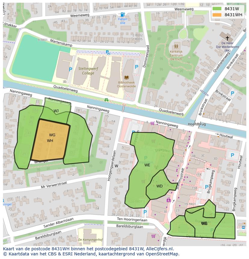 Afbeelding van het postcodegebied 8431 WH op de kaart.