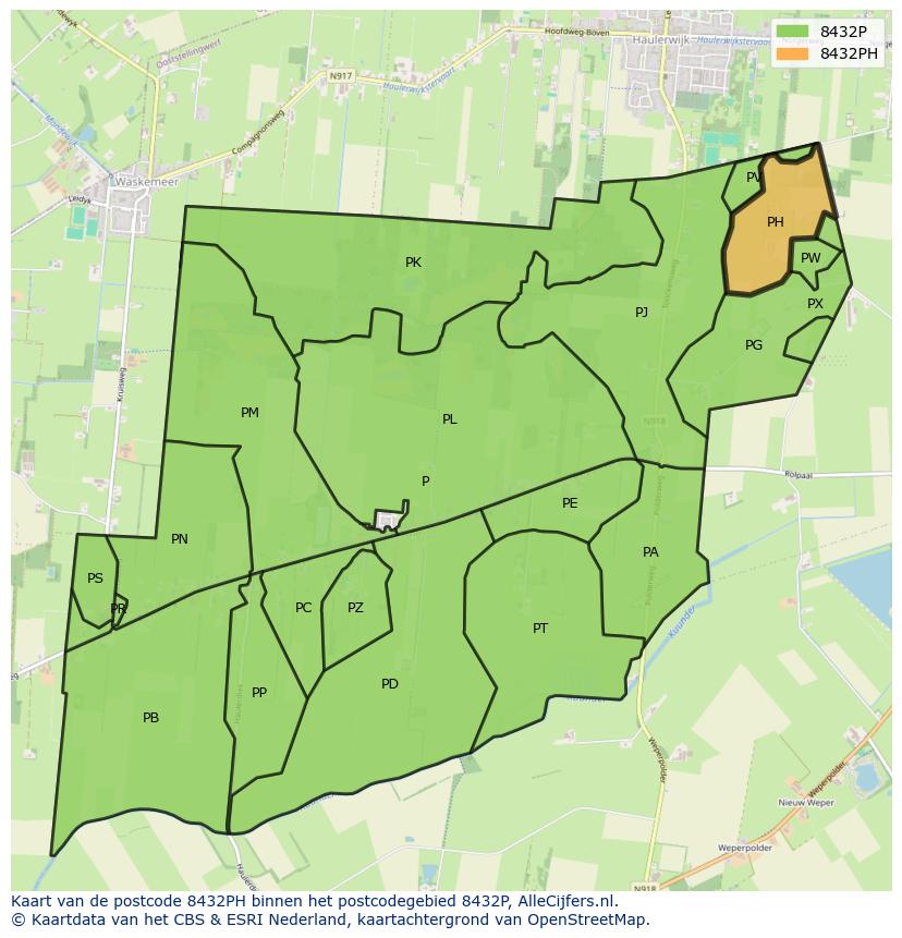 Afbeelding van het postcodegebied 8432 PH op de kaart.