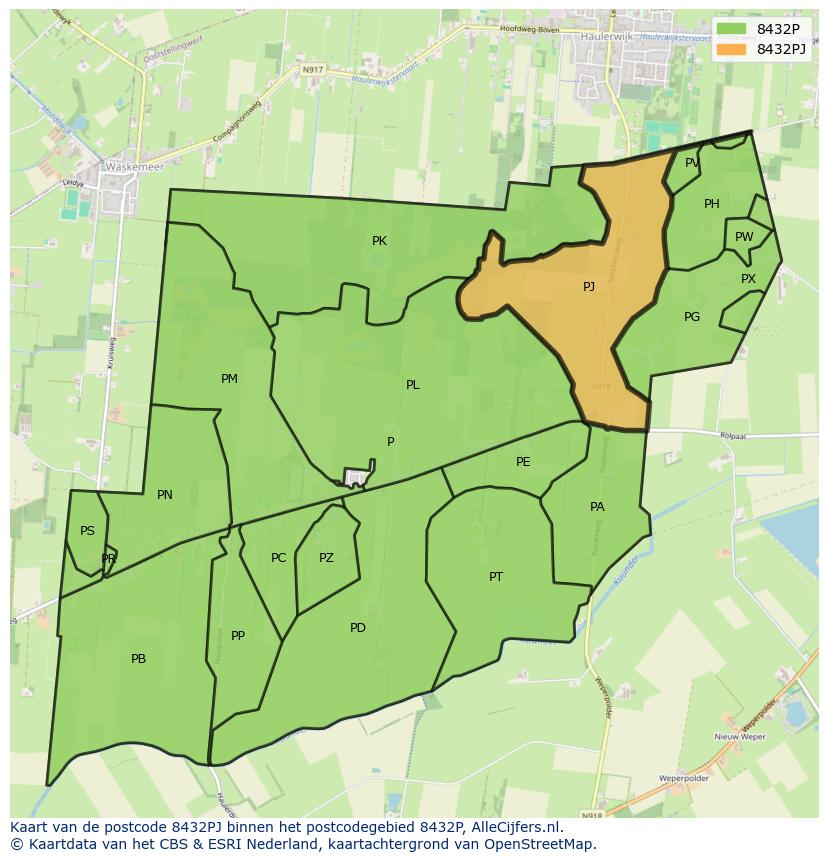 Afbeelding van het postcodegebied 8432 PJ op de kaart.