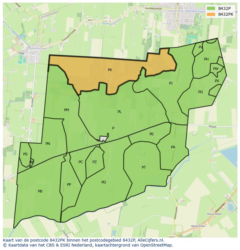 Afbeelding van het postcodegebied 8432 PK op de kaart.
