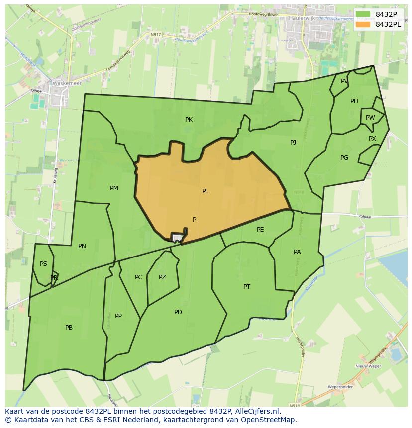 Afbeelding van het postcodegebied 8432 PL op de kaart.