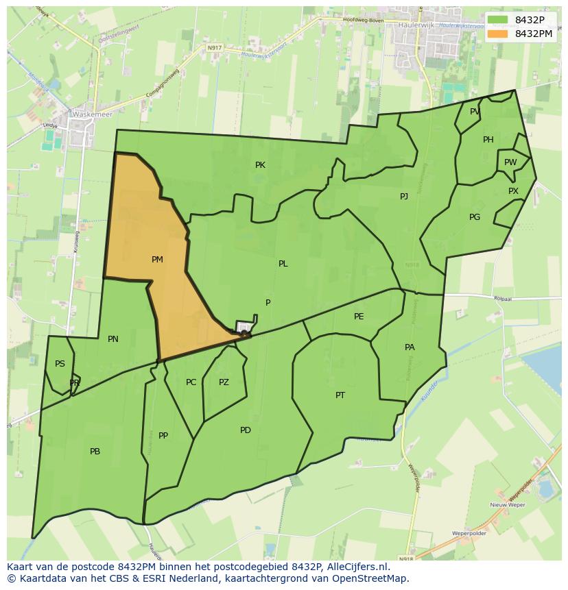 Afbeelding van het postcodegebied 8432 PM op de kaart.
