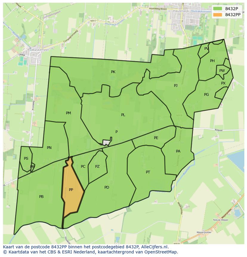 Afbeelding van het postcodegebied 8432 PP op de kaart.