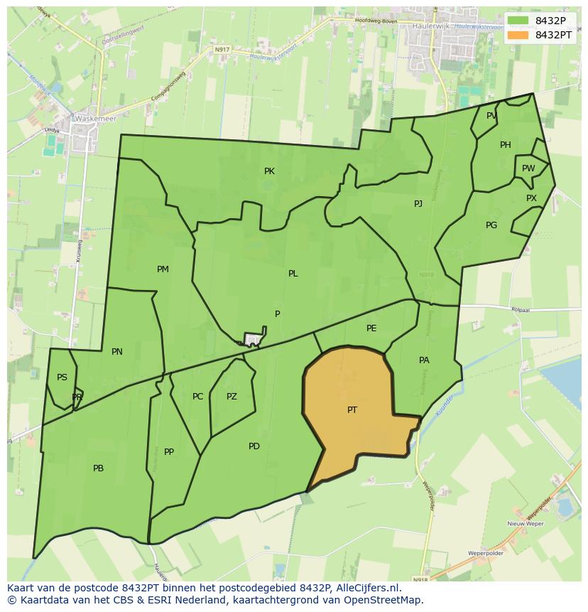 Afbeelding van het postcodegebied 8432 PT op de kaart.