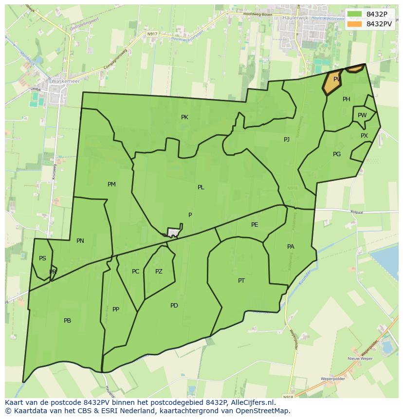Afbeelding van het postcodegebied 8432 PV op de kaart.