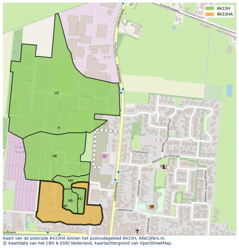 Afbeelding van het postcodegebied 8433 HA op de kaart.