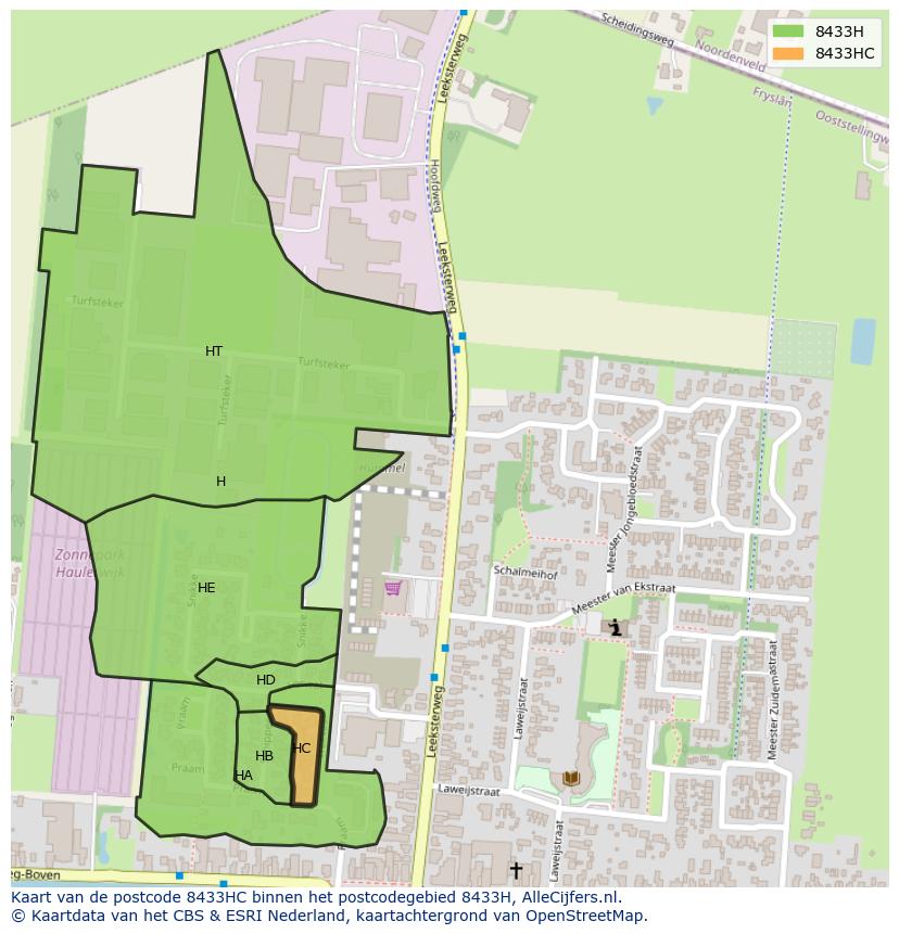 Afbeelding van het postcodegebied 8433 HC op de kaart.