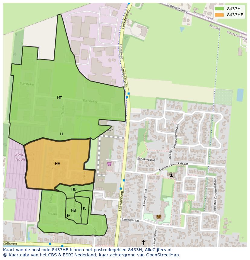Afbeelding van het postcodegebied 8433 HE op de kaart.