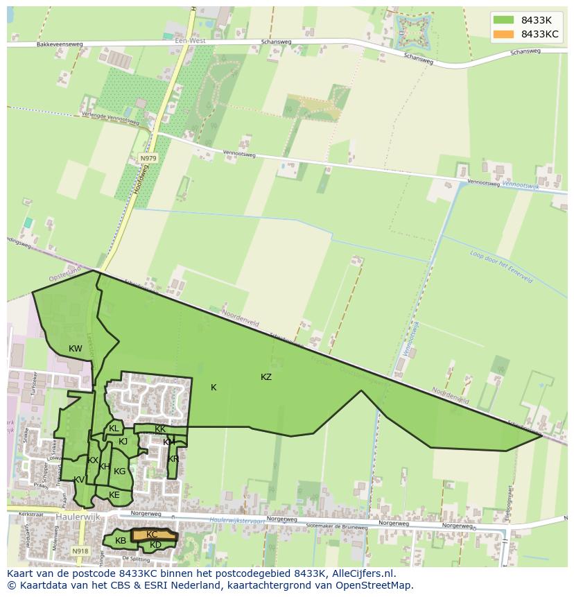 Afbeelding van het postcodegebied 8433 KC op de kaart.