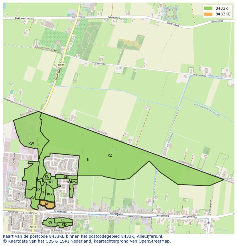 Afbeelding van het postcodegebied 8433 KE op de kaart.