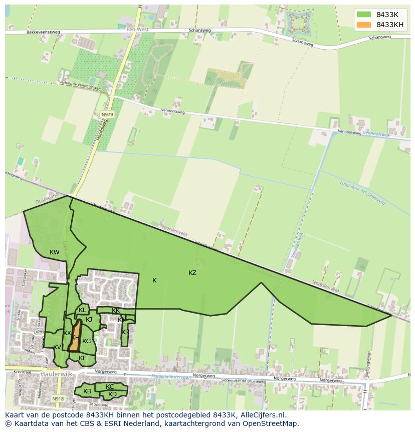 Afbeelding van het postcodegebied 8433 KH op de kaart.