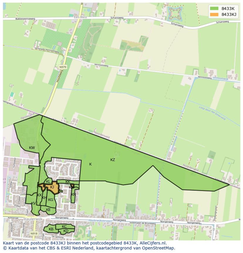 Afbeelding van het postcodegebied 8433 KJ op de kaart.