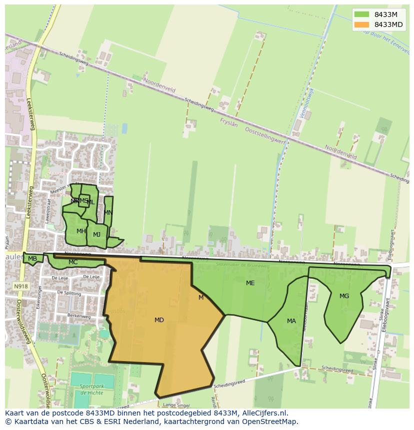 Afbeelding van het postcodegebied 8433 MD op de kaart.