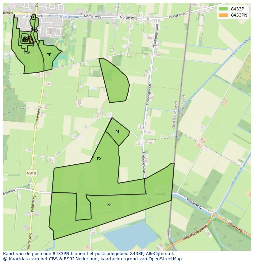 Afbeelding van het postcodegebied 8433 PN op de kaart.