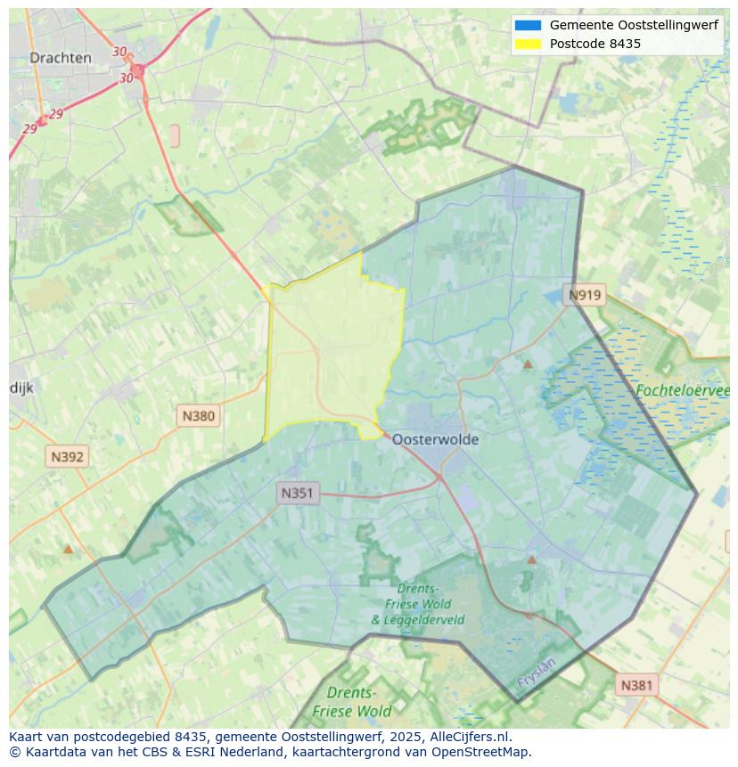 Afbeelding van het postcodegebied 8435 op de kaart.
