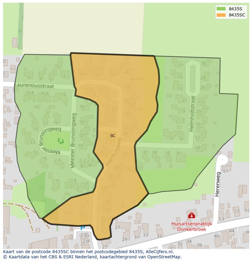 Afbeelding van het postcodegebied 8435 SC op de kaart.