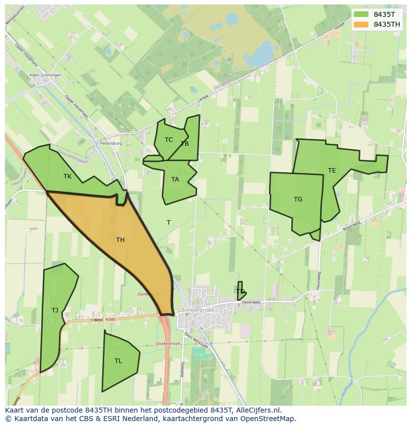 Afbeelding van het postcodegebied 8435 TH op de kaart.