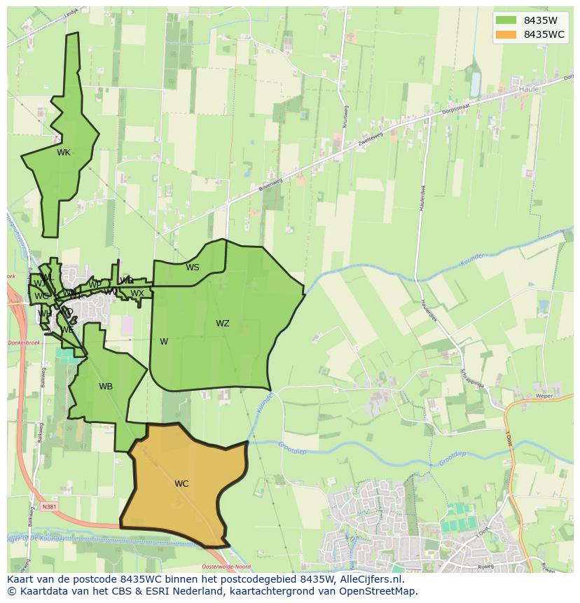 Afbeelding van het postcodegebied 8435 WC op de kaart.