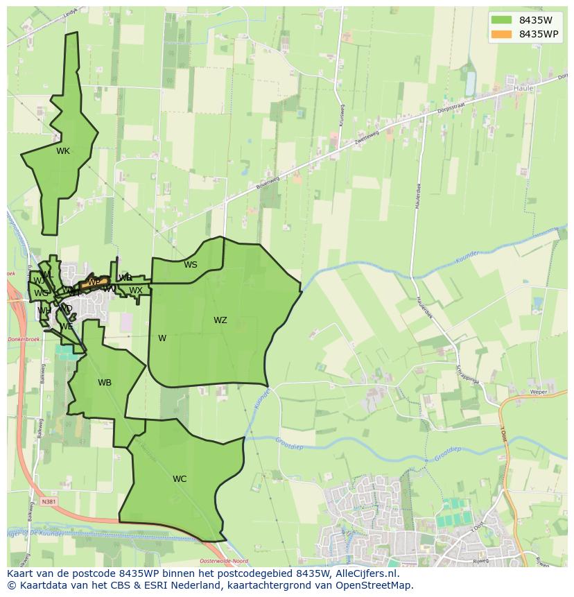Afbeelding van het postcodegebied 8435 WP op de kaart.