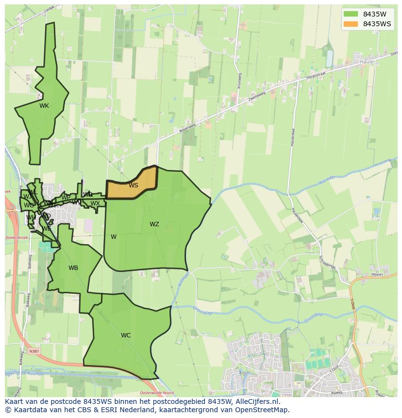 Afbeelding van het postcodegebied 8435 WS op de kaart.