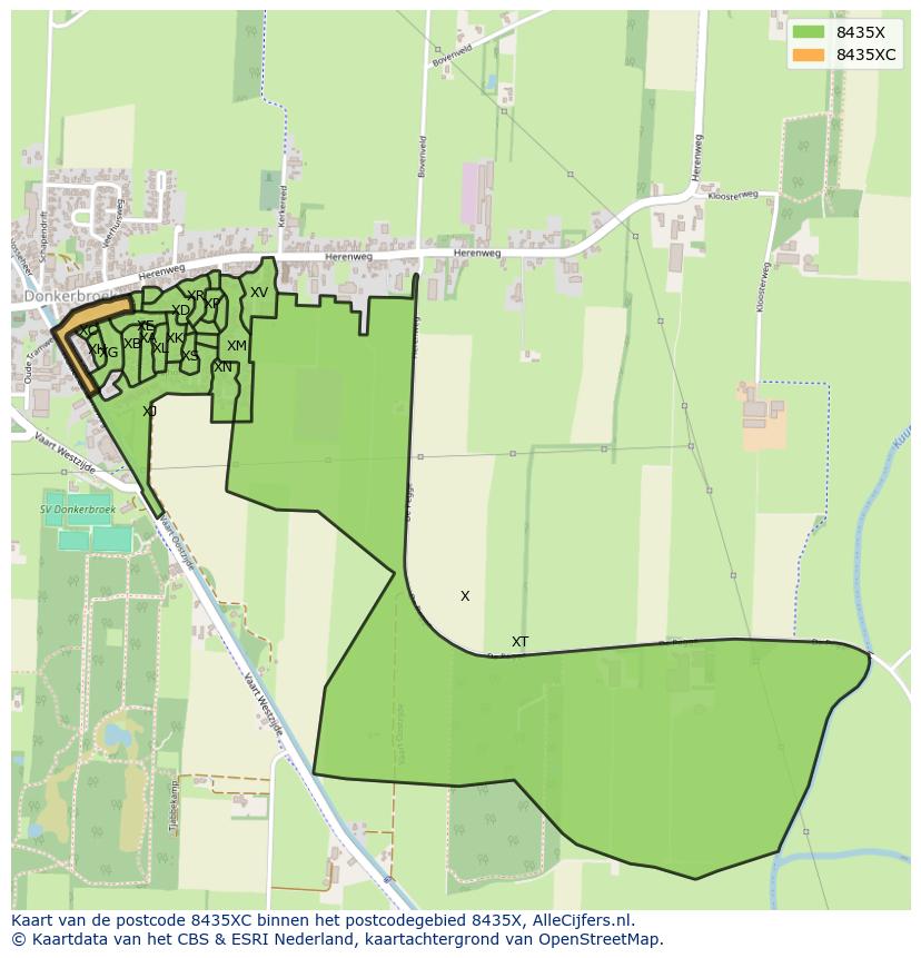 Afbeelding van het postcodegebied 8435 XC op de kaart.