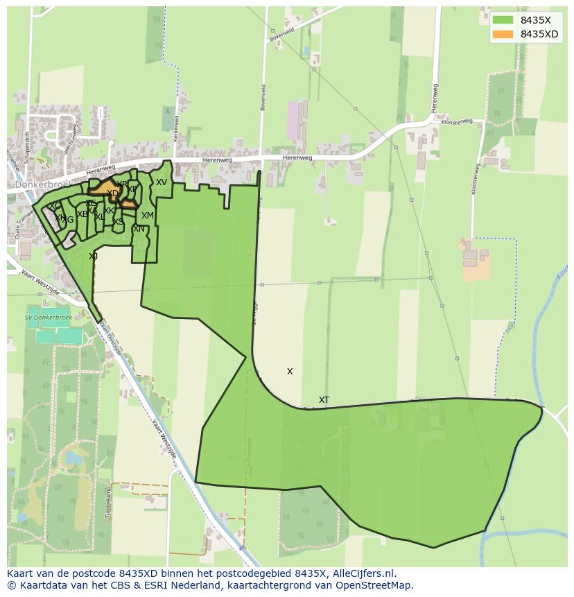 Afbeelding van het postcodegebied 8435 XD op de kaart.