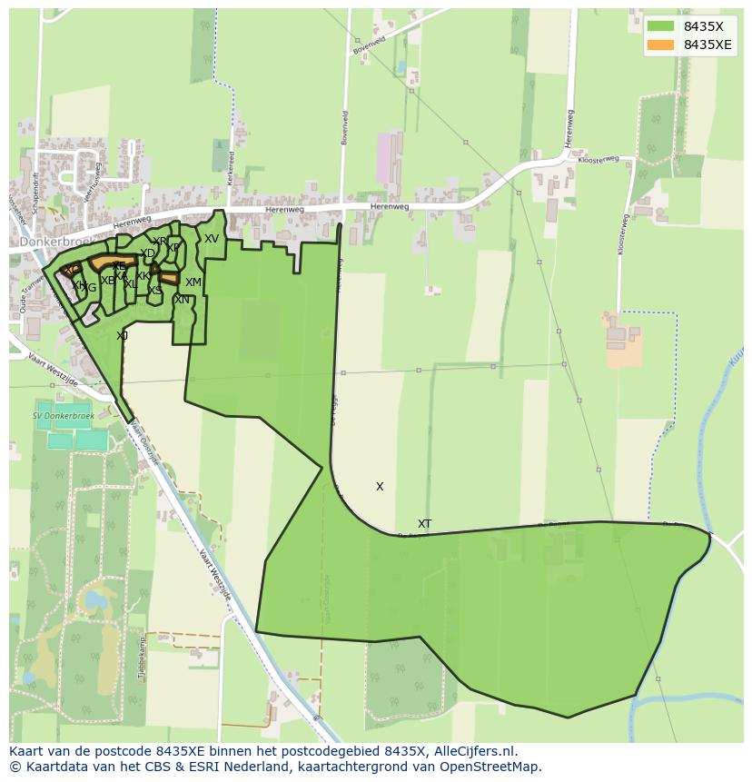 Afbeelding van het postcodegebied 8435 XE op de kaart.