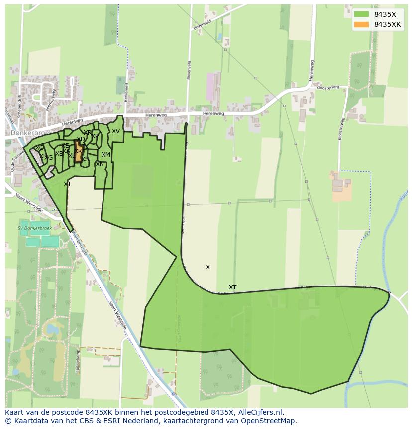 Afbeelding van het postcodegebied 8435 XK op de kaart.