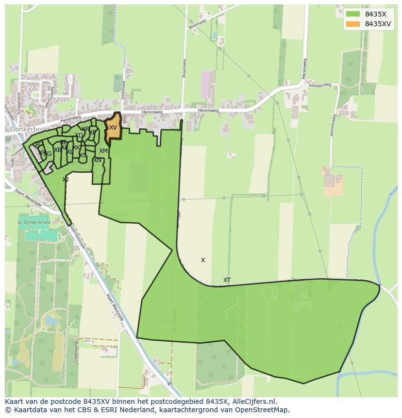 Afbeelding van het postcodegebied 8435 XV op de kaart.