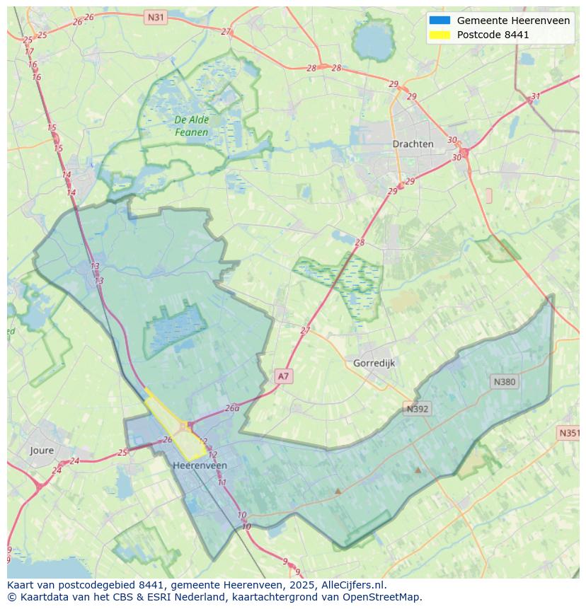 Afbeelding van het postcodegebied 8441 op de kaart.