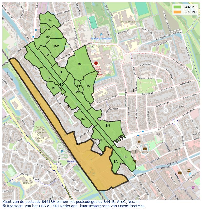 Afbeelding van het postcodegebied 8441 BH op de kaart.