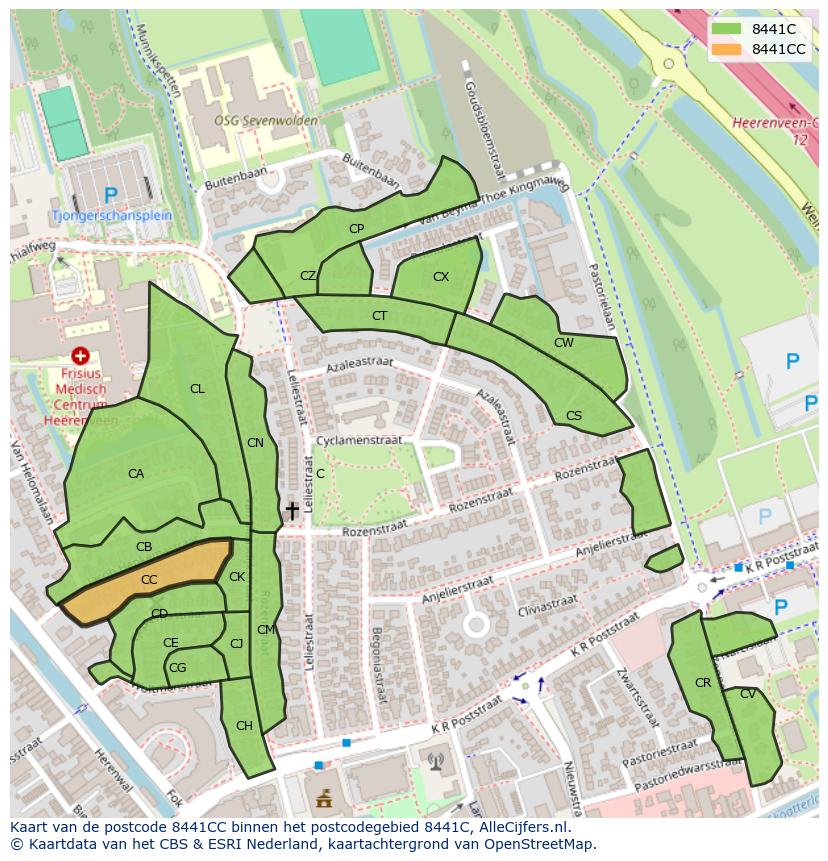Afbeelding van het postcodegebied 8441 CC op de kaart.