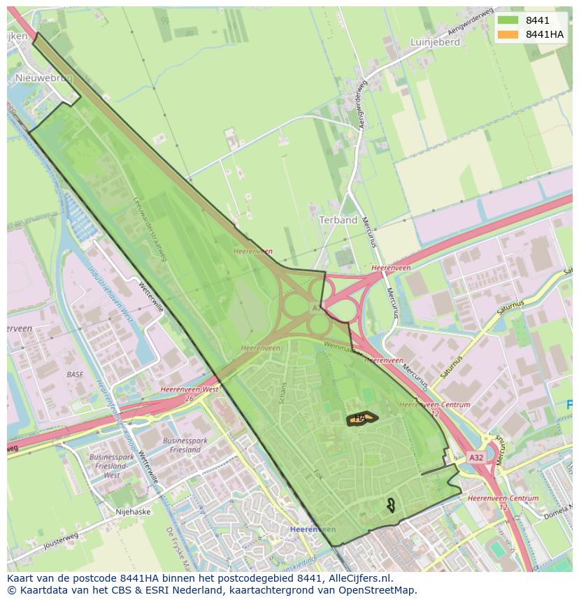 Afbeelding van het postcodegebied 8441 HA op de kaart.