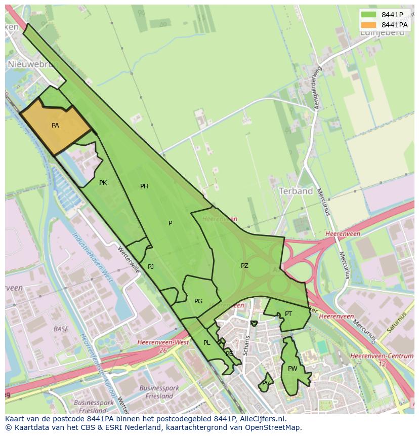 Afbeelding van het postcodegebied 8441 PA op de kaart.