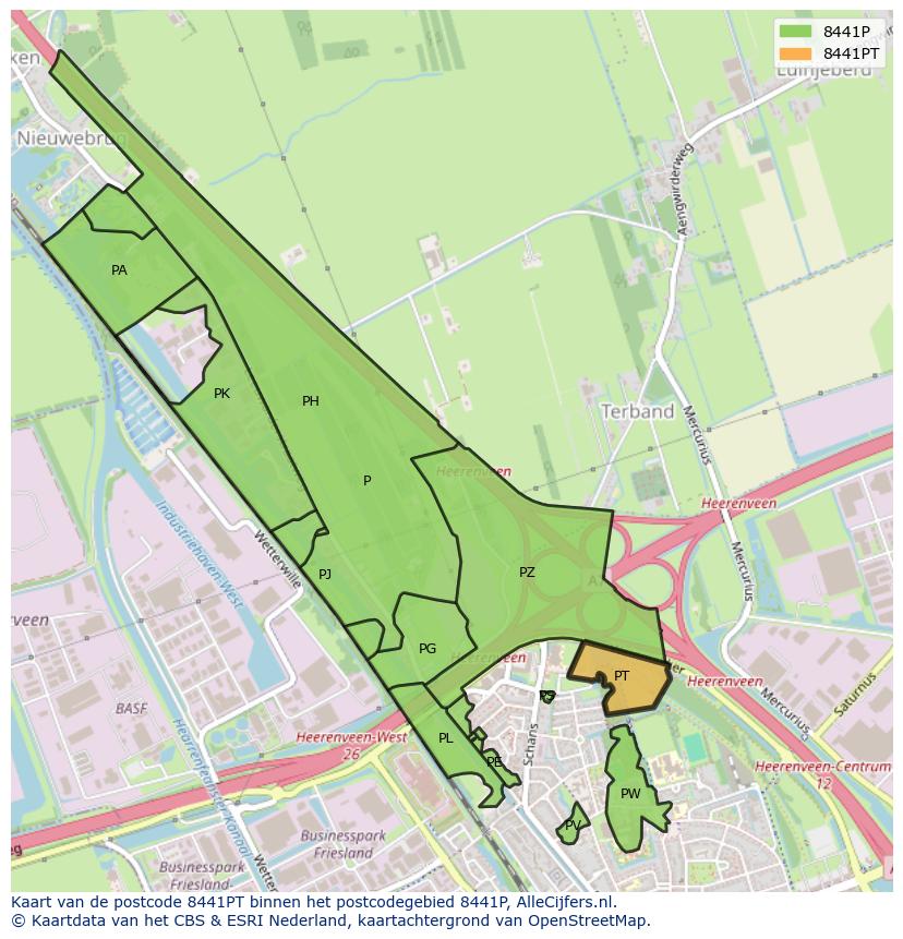 Afbeelding van het postcodegebied 8441 PT op de kaart.