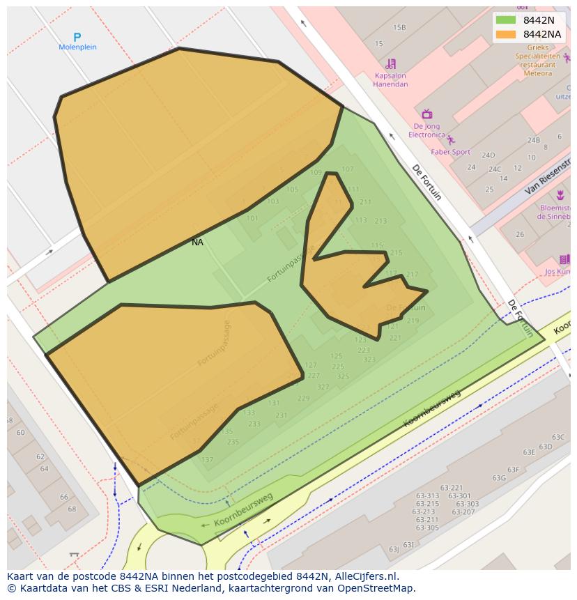 Afbeelding van het postcodegebied 8442 NA op de kaart.