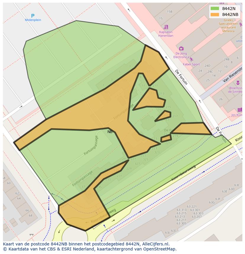 Afbeelding van het postcodegebied 8442 NB op de kaart.