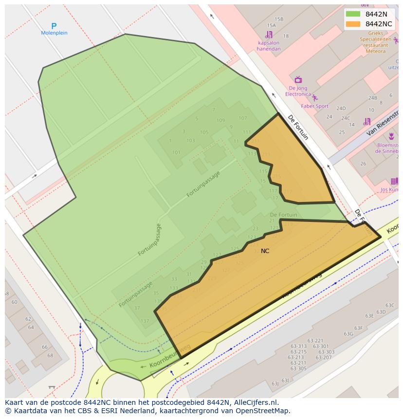 Afbeelding van het postcodegebied 8442 NC op de kaart.