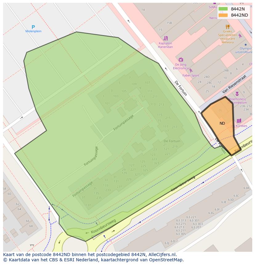 Afbeelding van het postcodegebied 8442 ND op de kaart.
