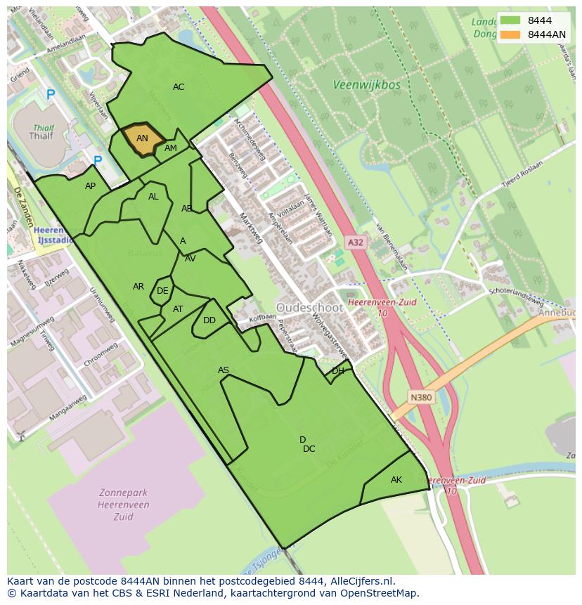 Afbeelding van het postcodegebied 8444 AN op de kaart.