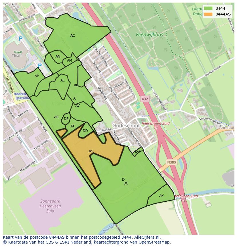 Afbeelding van het postcodegebied 8444 AS op de kaart.