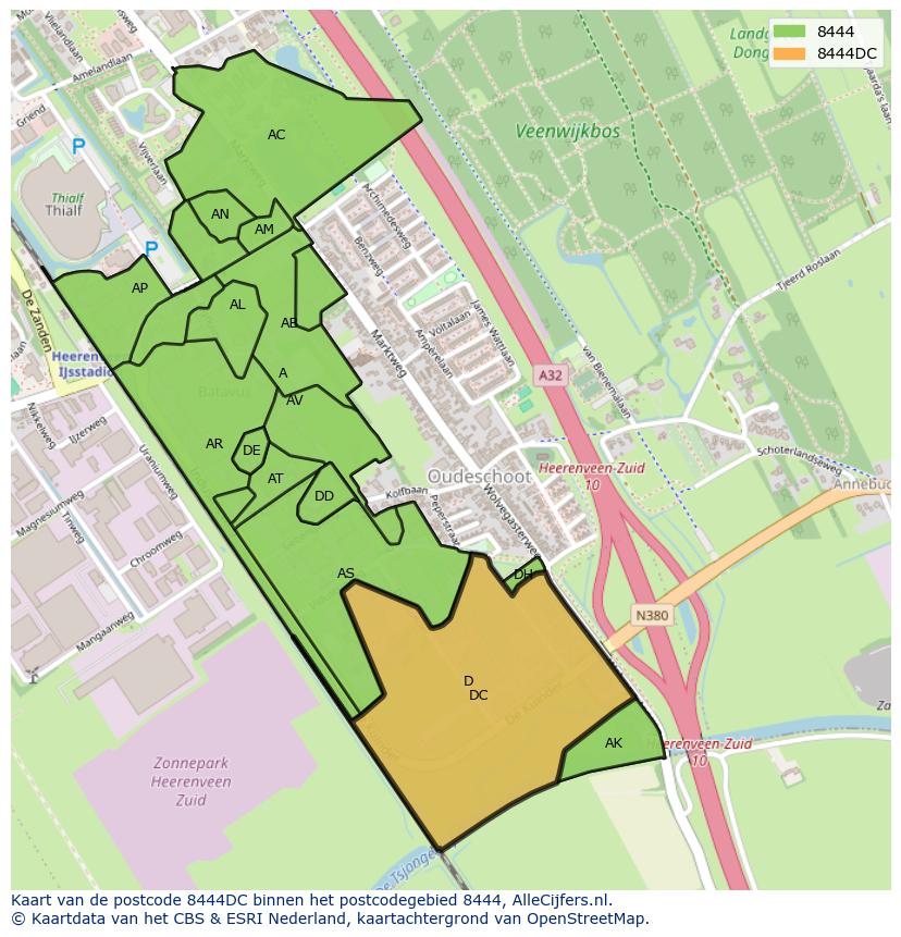Afbeelding van het postcodegebied 8444 DC op de kaart.