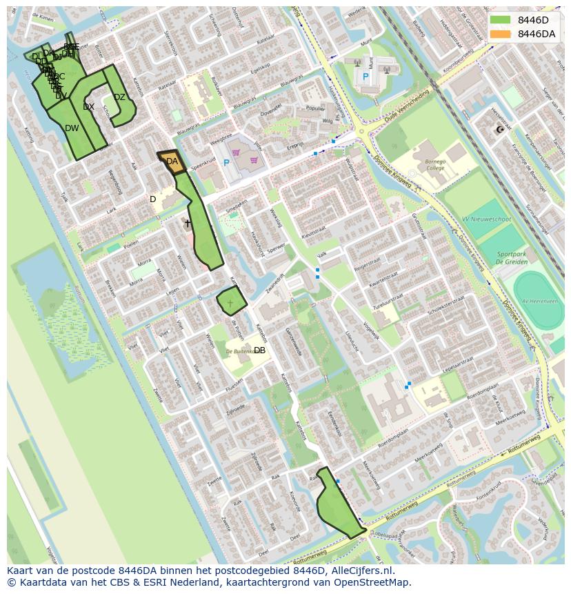 Afbeelding van het postcodegebied 8446 DA op de kaart.