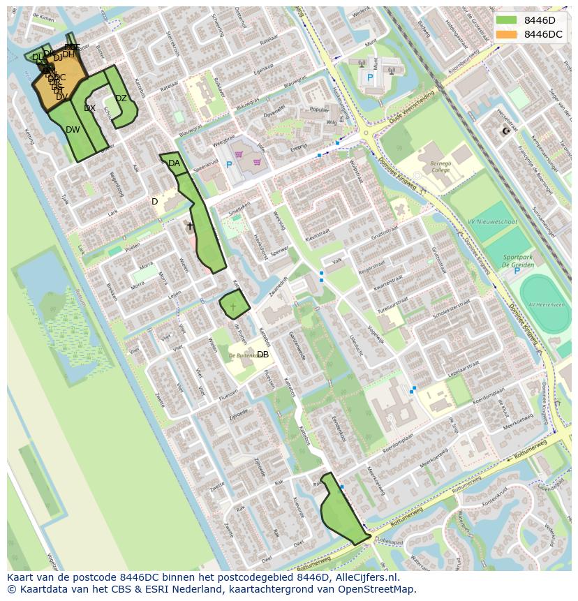 Afbeelding van het postcodegebied 8446 DC op de kaart.