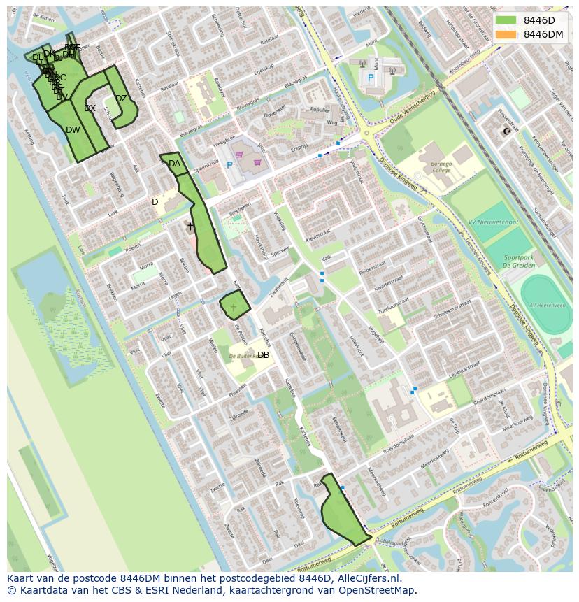 Afbeelding van het postcodegebied 8446 DM op de kaart.