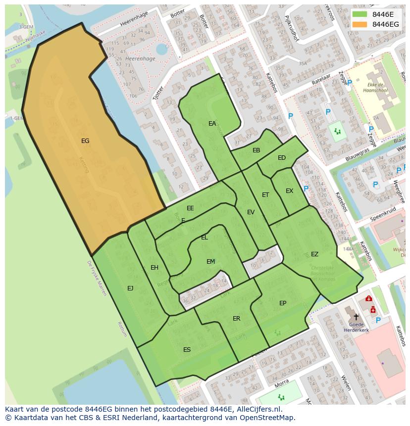 Afbeelding van het postcodegebied 8446 EG op de kaart.