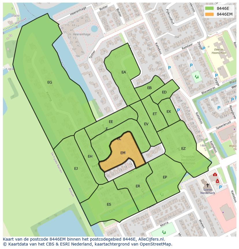 Afbeelding van het postcodegebied 8446 EM op de kaart.