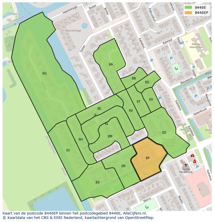 Afbeelding van het postcodegebied 8446 EP op de kaart.